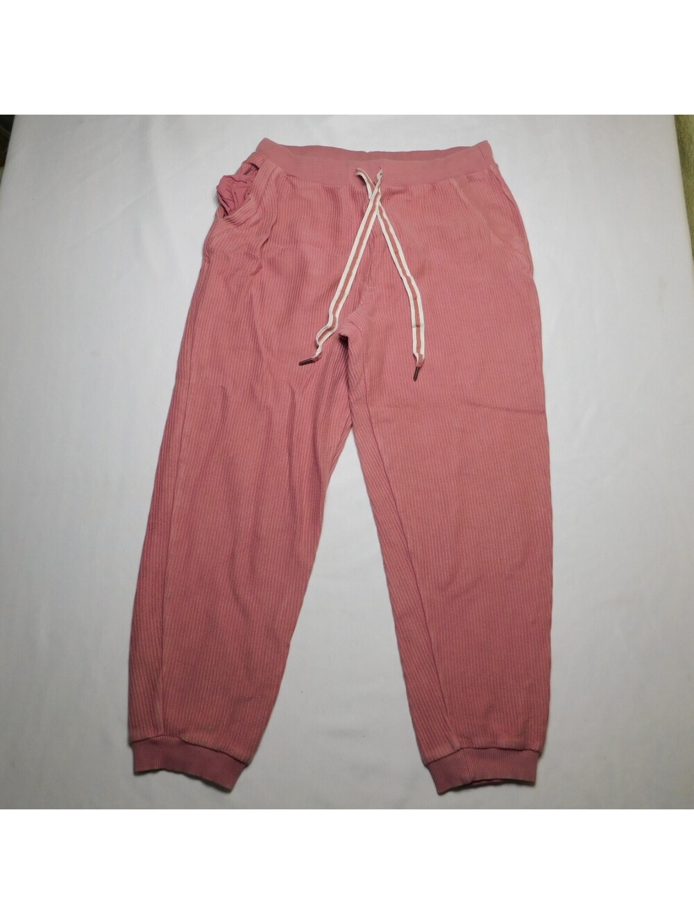 Aerie Women's Size Large Dusty Pink Ribbed Knit Joggers Drawstring Loungewear